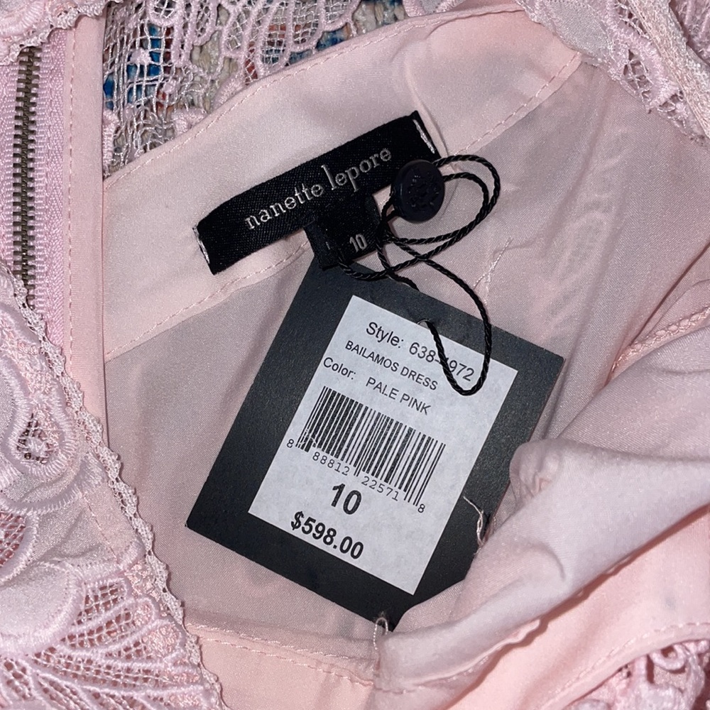 Nanette Lepore Bailamos Lace Asymmetrical Hem Dress in Pale Pink SZ 10 NWT - Picture 5 of 8
